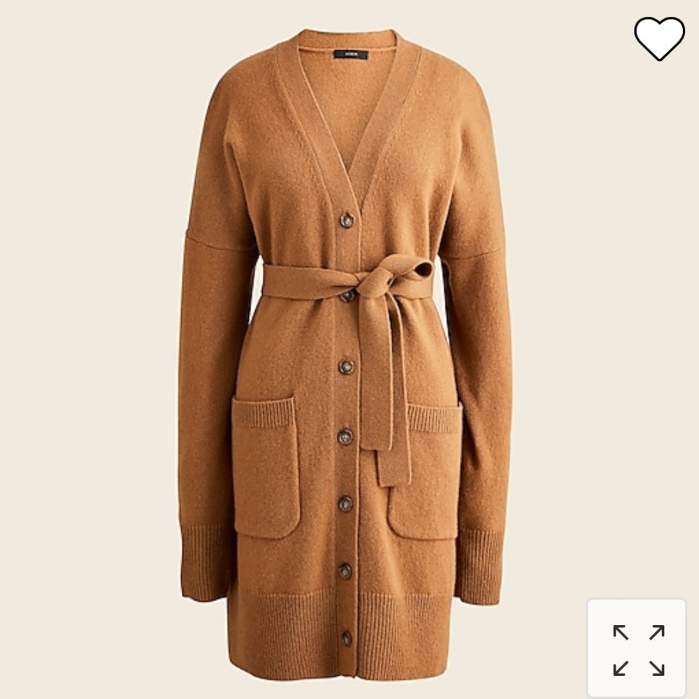J.Crew Tie-waist cardigan dress in wool-cashmere S Small Hillside Brown